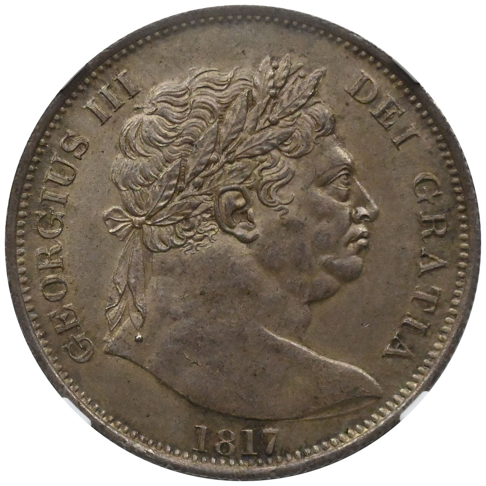 イギリス 1817 ジョージ3世 1/2クラウン 銀貨 NGC MS63 6767795002