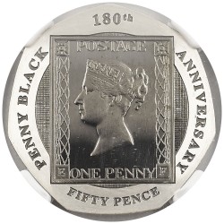 ジブラルタル 2020PM エリザベス2世 50ペンス 銀貨 NGC PF69UC ペニーブラック180周年記念 6873616002