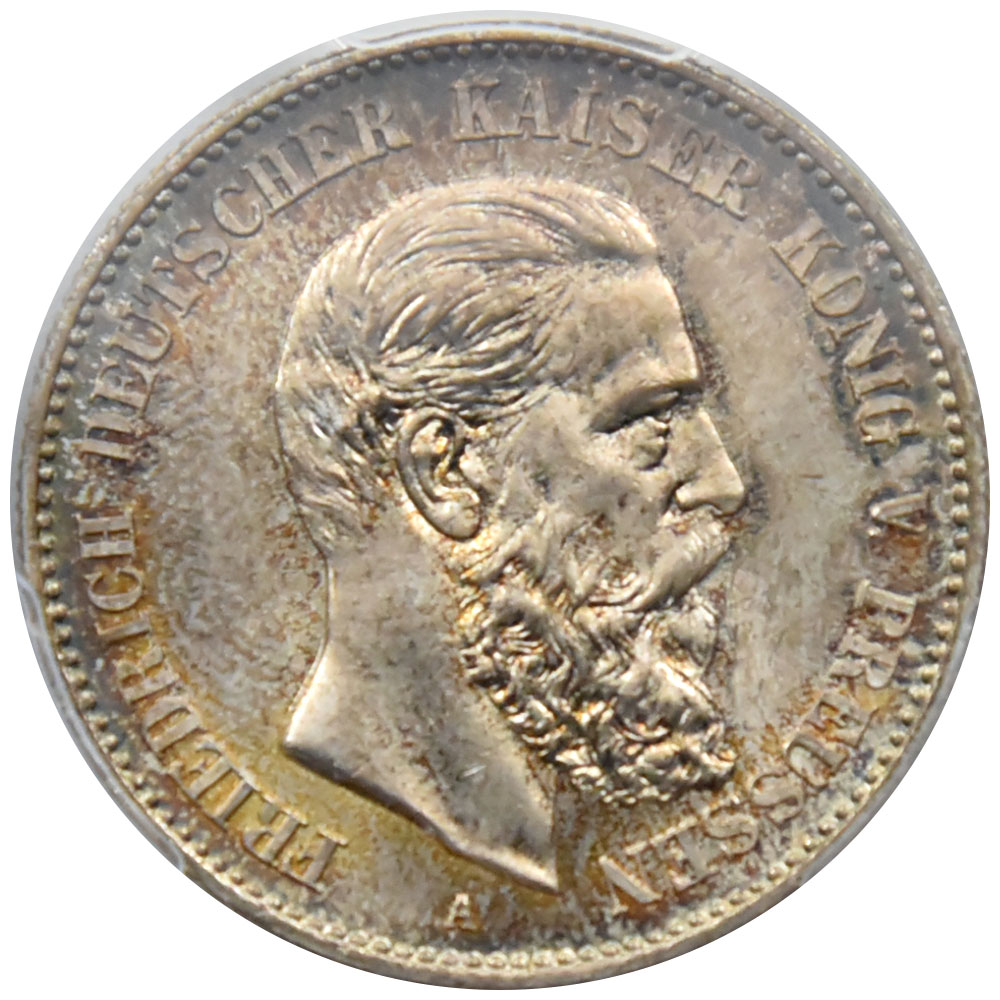 1888年　ドイツ帝国　2マルク銀貨　フリードリヒ3世　未使用