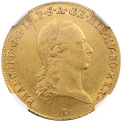 オーストリア領オランダ 1795B フランツ2世 2ソブリンドール 金貨 NGC AU55 4537343023