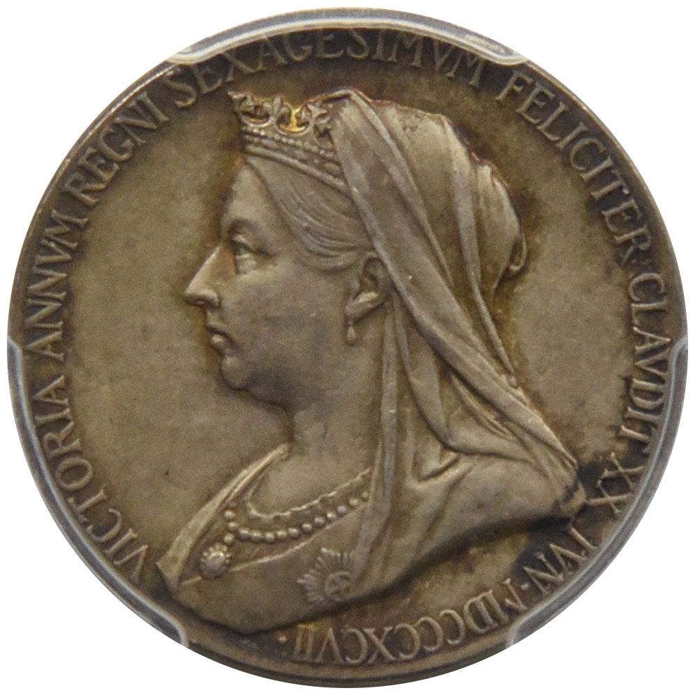 イギリス 1897 ヴィクトリア メダル 銀貨 PCGS SP 64 ダイアモンドジュビリー 36788761