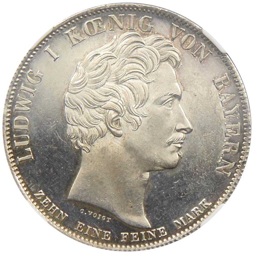 ドイツ 1834 ルートヴィヒ1世 ターラー 銀貨 NGC MS 62 PL 州議会 3939120005