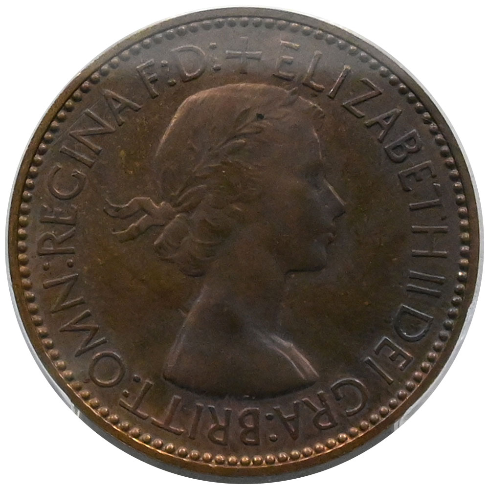イギリス 1953 エリザベス2世 ハーフペニー 銅貨 PCGS PR64RB 戴冠記念 47522225