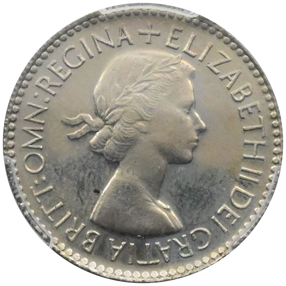 イギリス 1953 エリザベス2世 6ペンス 白銅貨 PCGS PR64 戴冠記念 47522223