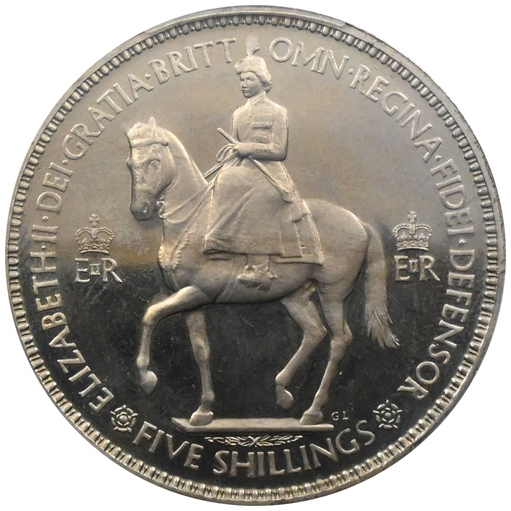 イギリス 1953 エリザベス2世 クラウン 白銅貨 PCGS PR65CAM 戴冠記念 