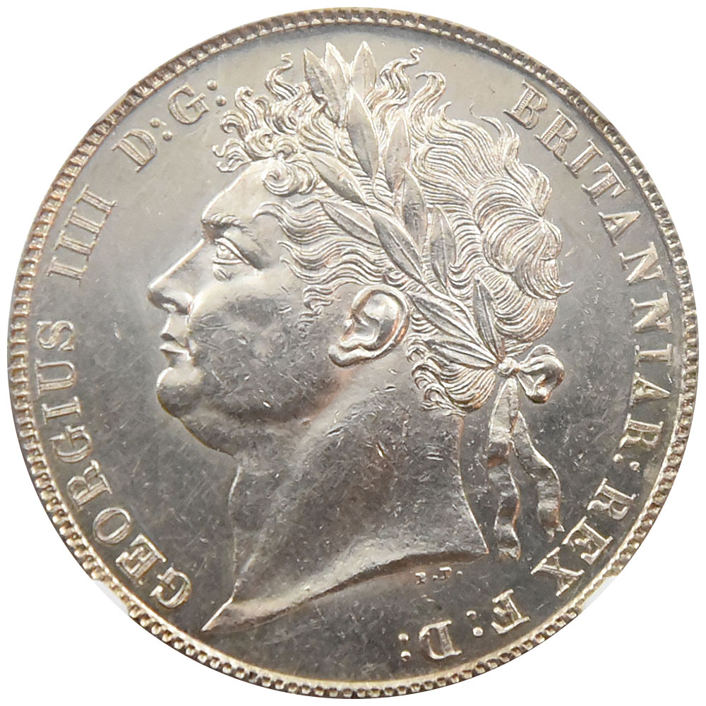 イギリス 1820 ジョージ4世 1/2クラウン 銀貨 NGC MS 61 6054607016