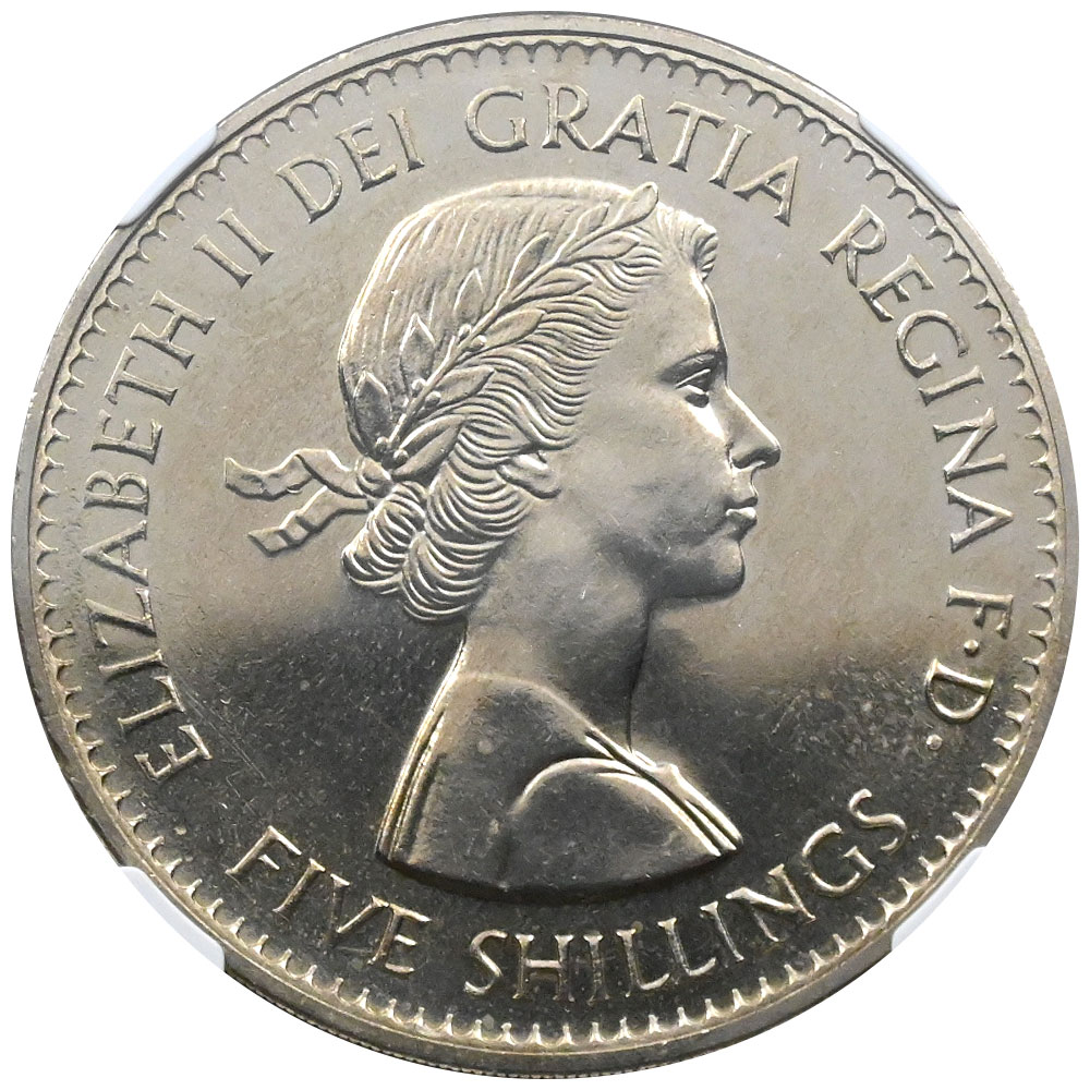 イギリス 1960 エリザベス2世 クラウン 白銅貨 NGC PL63 英国博覧会記念 6652426002