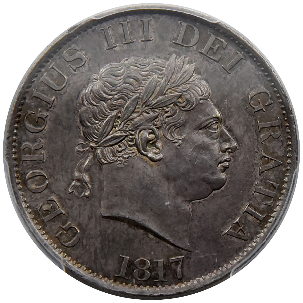 イギリス 1817 ジョージ3世 1/2クラウン 銀貨 PCGS MS 64 37217924