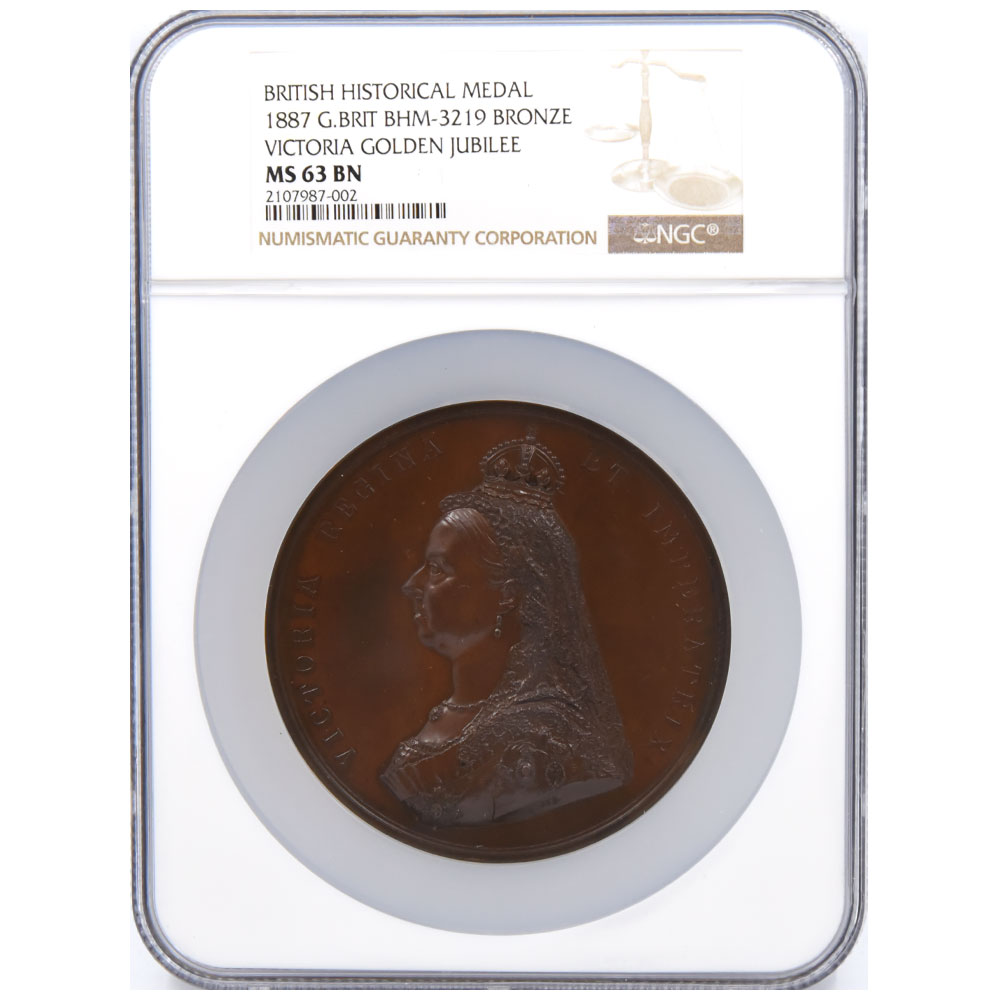 イギリス 1887 ヴィクトリア女王 銅メダル NGC MS 63 BN