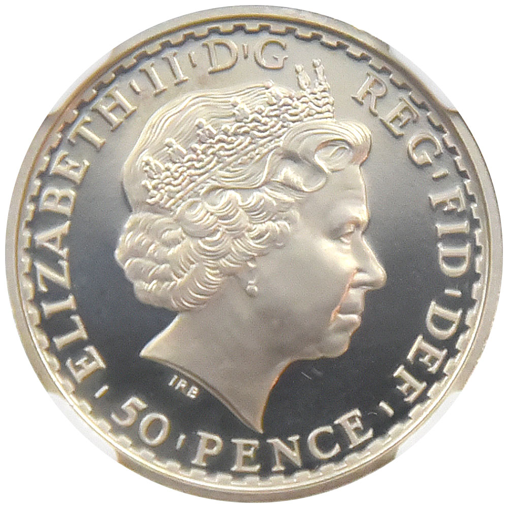 イギリス 2001 エリザベス２世 50ペンス1/4オンス 銀貨 NGC PF 65 ULTRA CAMEO ブリタニアとライオン 2802516005