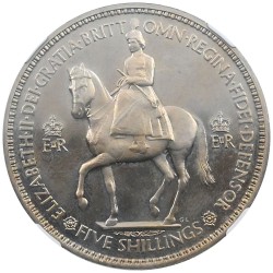 イギリス 1953 エリザベス2世 クラウン 白銅貨 NGC PF65 戴冠記念 馬上のエリザベス 3956047032