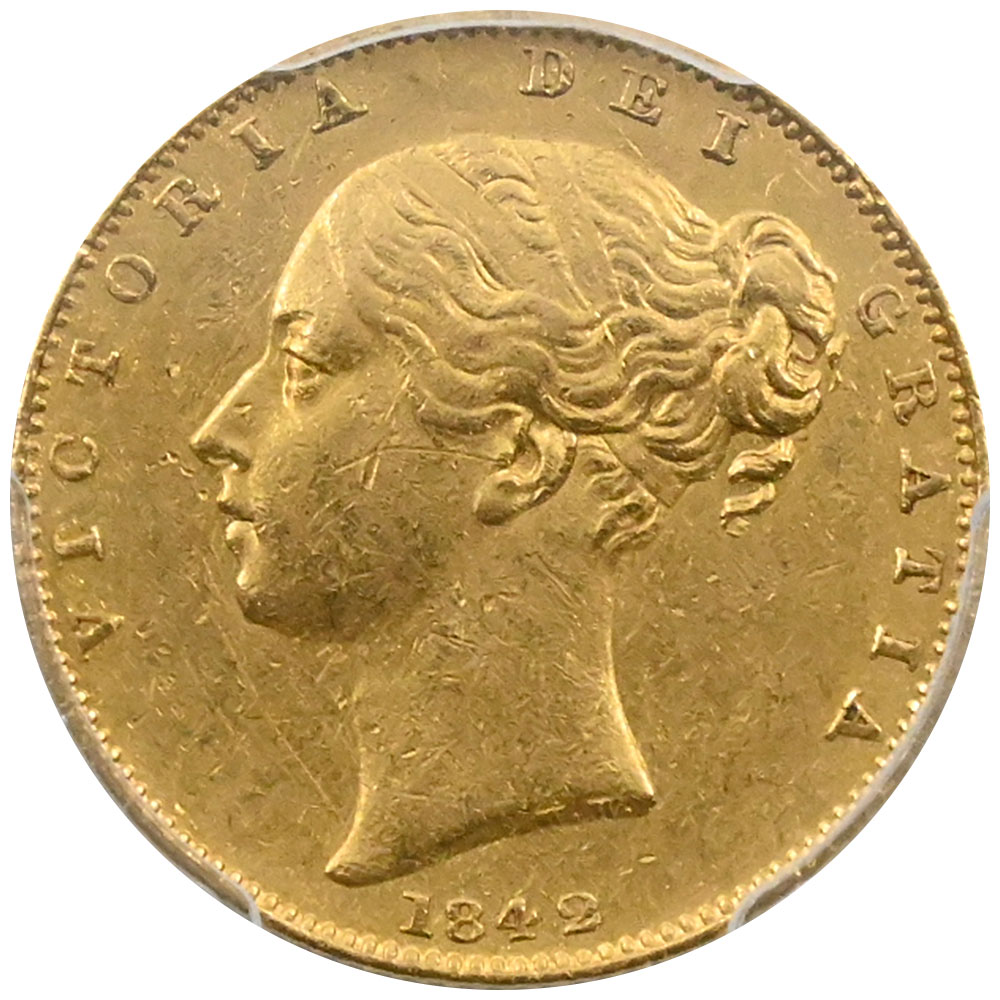 イギリス 1842 ヴィクトリア ソブリン 金貨 PCGS AU53 38191425