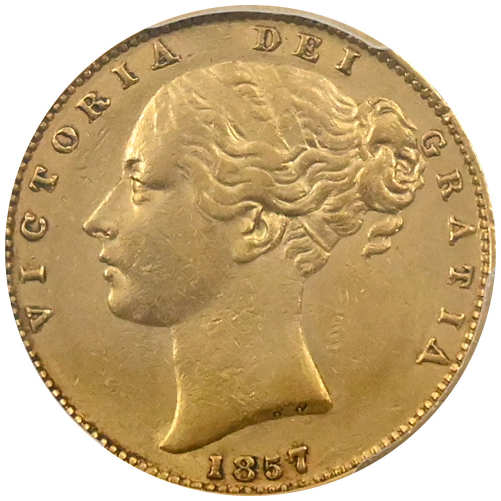 イギリス 1857 ヴィクトリア ソブリン 金貨 PCGS AU53 48704620