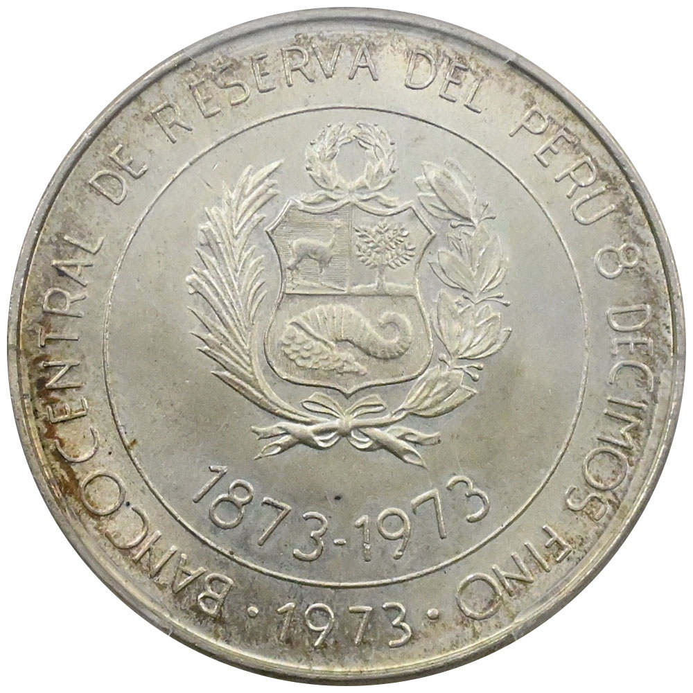 ペルー 1973 100ソル 銀貨 PCGS MS66 80743938