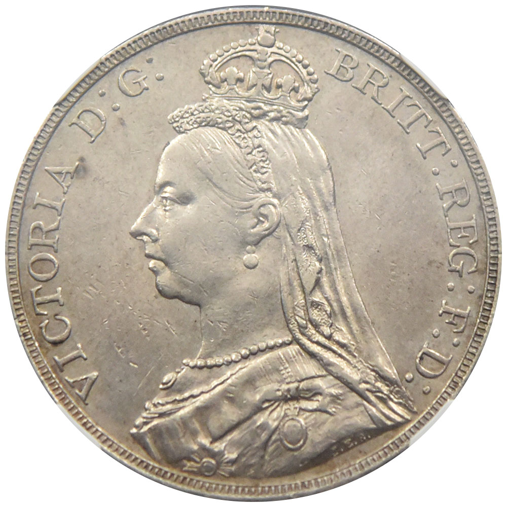 銀貨 イギリス 1887年 ビクトリア女王 MS62 クラウン 未使用