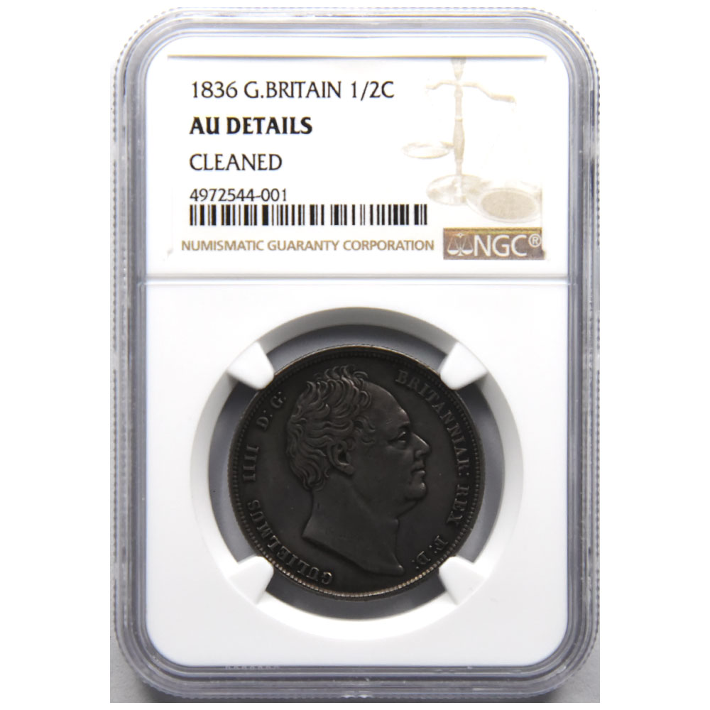 イギリス 1836 ウィリアム4世 1/2クラウン 銀貨 NGC AU Details 4972544001