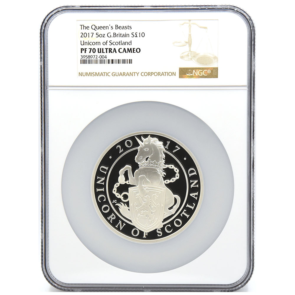 イギリス 2017 エリザベス2世 10ポンド 銀貨 NGC PF 70 ULTRA CAMEO