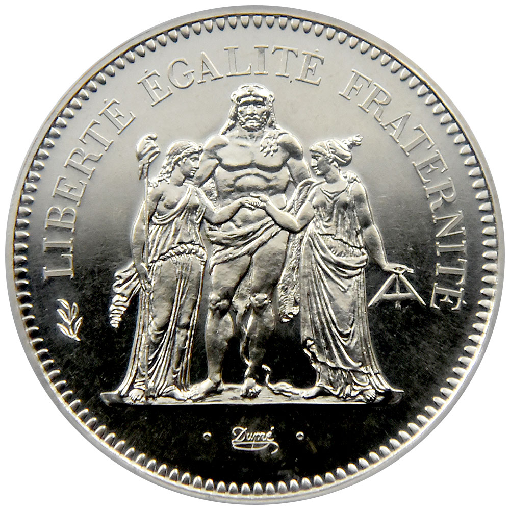 フランス 1980 ヘラクレス 50フラン 銀貨 PCGS MS 68 42056210
