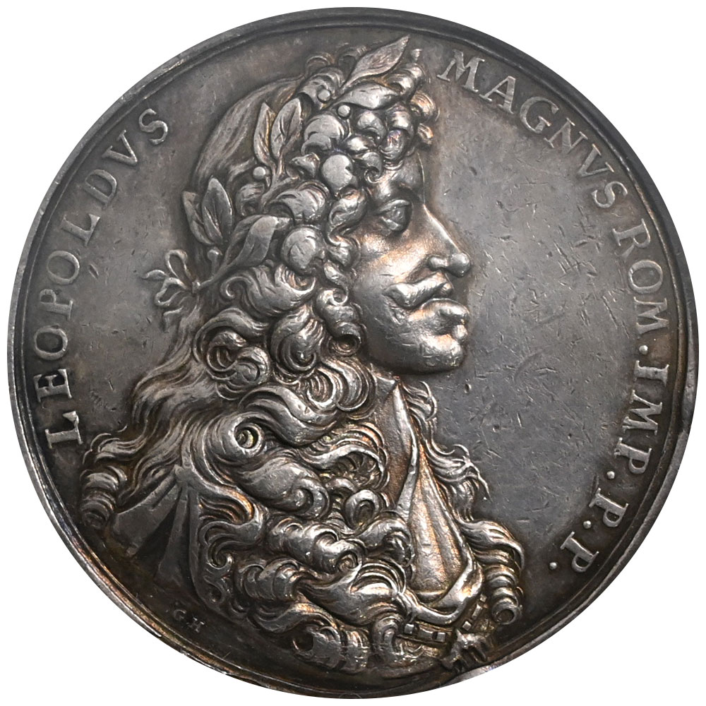 オーストリア 1689-DATED レオポルト1世 メダル 銀貨 NGC AU DETAILS 都市景観 マインツ包囲戦 6653639003