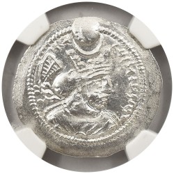 サーサーン朝ペルシャ AD 420-438 バハラーム5世 ドラクマ 銀貨 NGC MS 火壇と王の胸像 5872786285