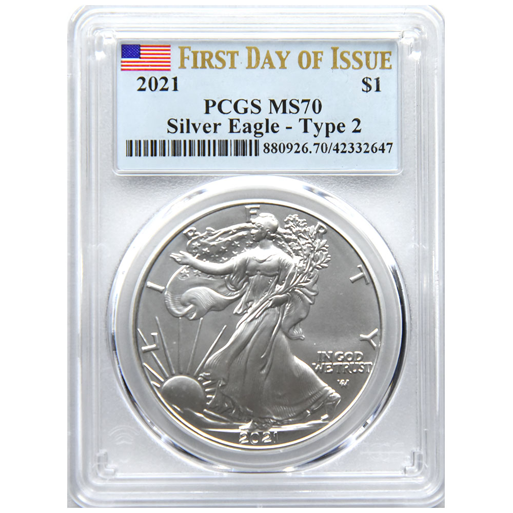 アメリカ 2021 1ドル1オンス 銀貨 PCGS MS70 イーグル 自由の女神 ...