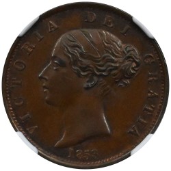 イギリス 1853 ヴィクトリア ハーフペニー 銅貨 NGC MS64BN ブリタニア 8241041050