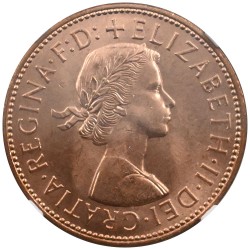 イギリス 1967 エリザベス2世 ペニー 銅貨 NGC MS64RD ブリタニア 6550756017