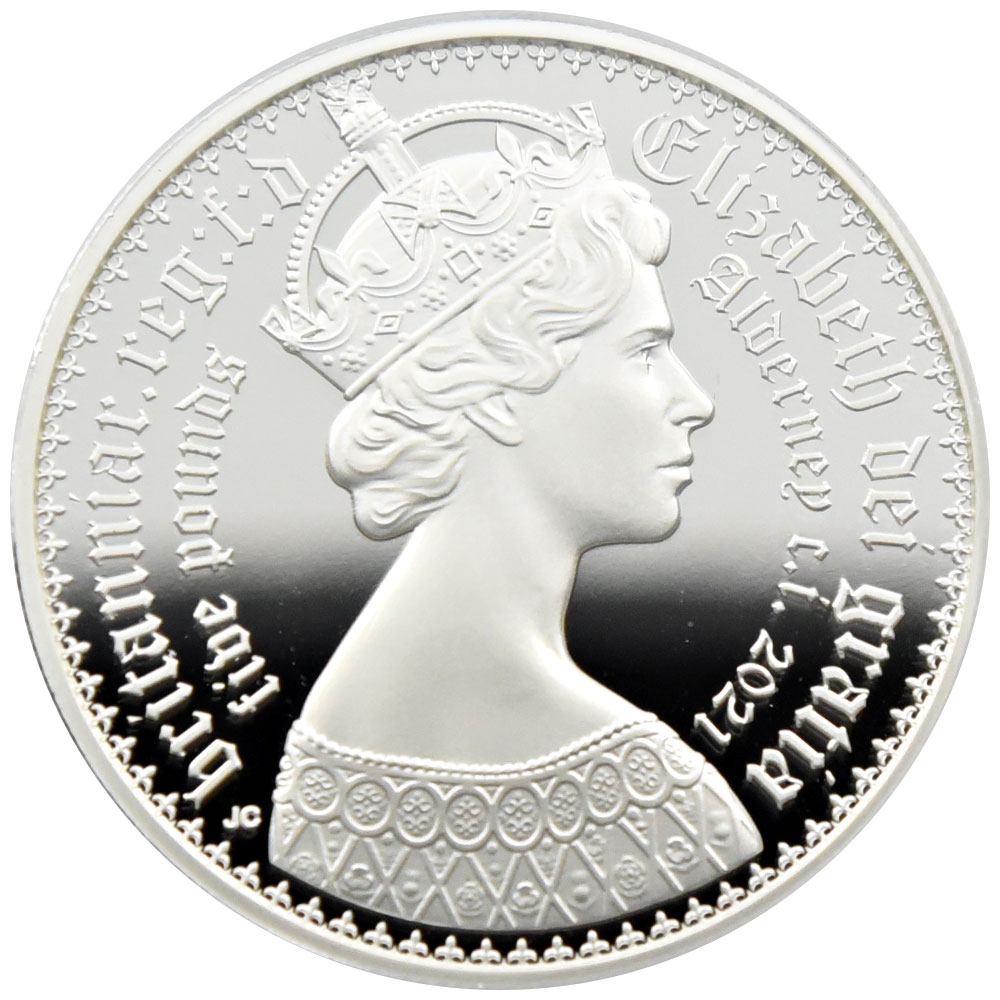 2枚セット】オルダニー島 2021 エリザベス２世 5ポンド 銀貨 PCGS 
