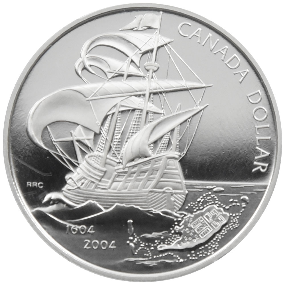 カナダ 2004 エリザベス２世 1ドル 銀貨 PCGS PR69DCAM フランス人入植400周年記念 33718466