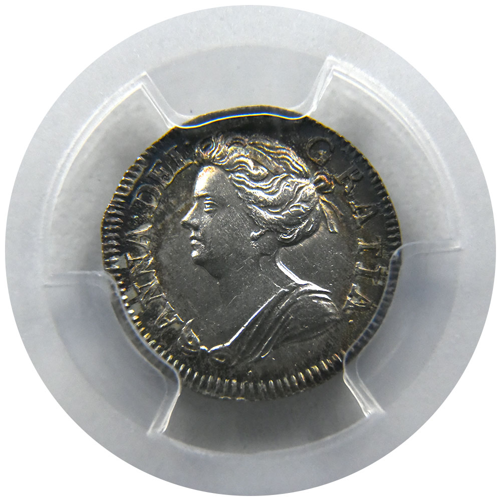 イギリス 1707 アン女王 2ペンス(デナリウス) 銀貨 PCGS Genuine 46270096