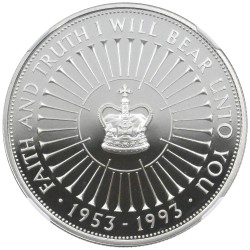 イギリス 1993 エリザベス2世 5ポンド 銀貨 NGC PF70UC 戴冠40周年記念 6029278001