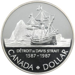 カナダ 1987 エリザベス2世 1ドル 銀貨 PCGS PR69DCAM デイヴィス海峡発見400周年記念 83823513