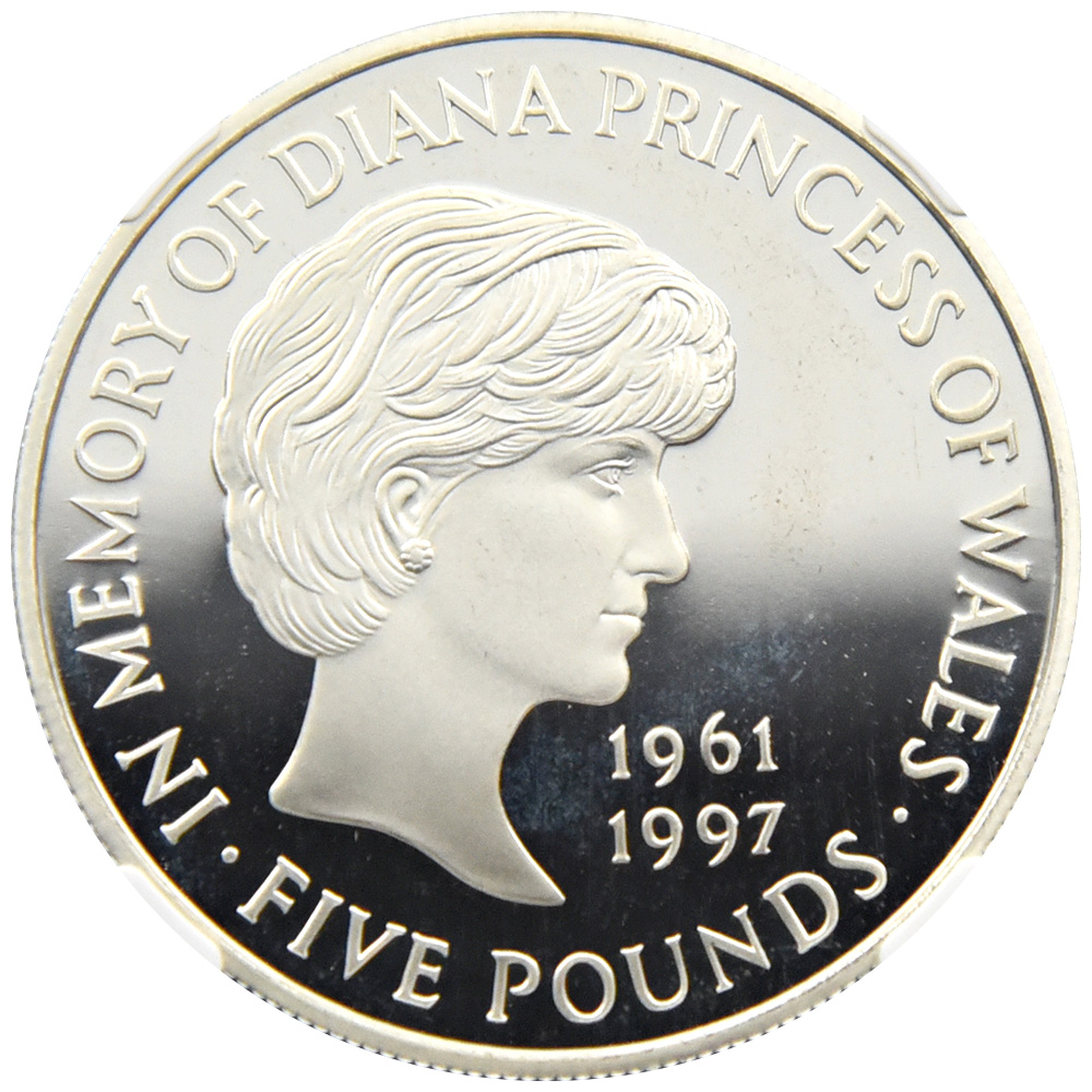 イギリス 1999 エリザベス2世 5ポンド 銀貨 NGC PF 68 ULTRA CAMEO ダイアナ妃追悼記念 3955530058