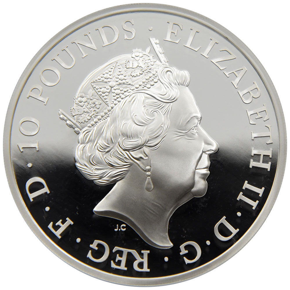 イギリス 2015 エリザベス2世 10ポンド 銀貨 NGC PF 69 ULTRA CAMEO