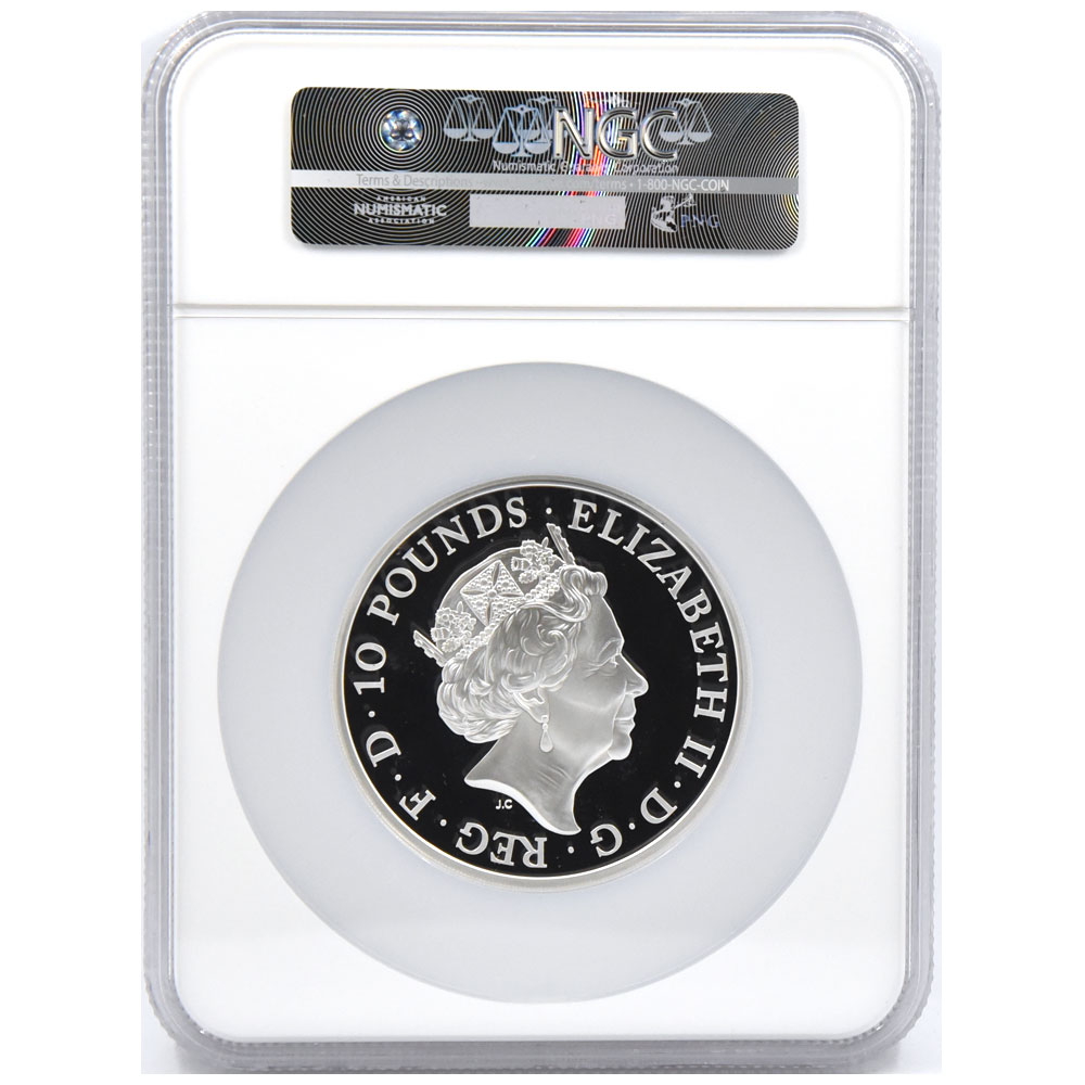 イギリス 2015 エリザベス2世 10ポンド 銀貨 NGC PF 69 ULTRA CAMEO