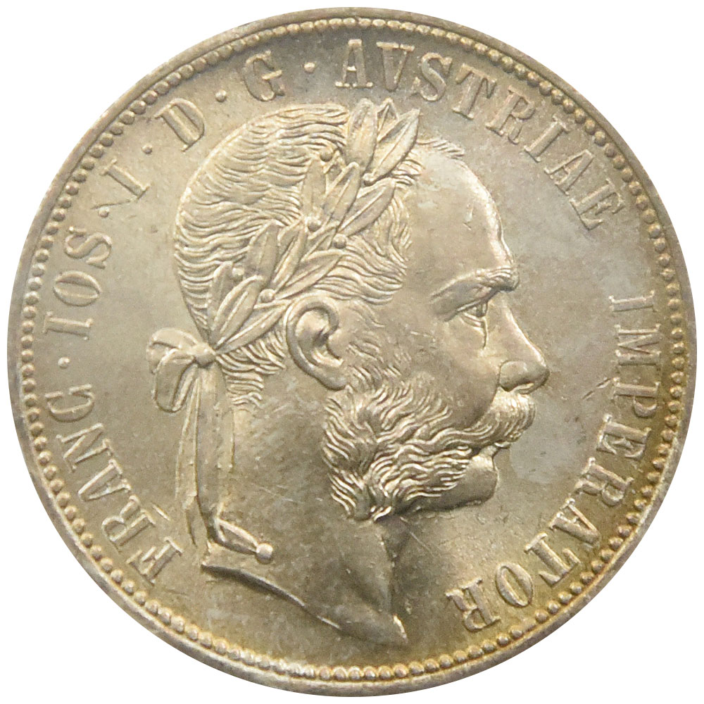 オーストリア 1878 フランツ・ヨーゼフ1世 1フローリン 銀貨 PCGS MS65 
