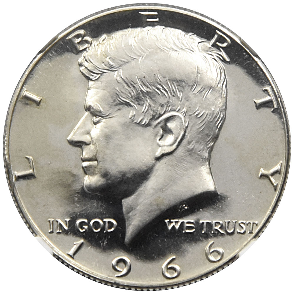 アメリカ 1966 ケネディ大統領 50セント 銀貨 NGC MS 66 CAMEO アメリカ大統領の紋章 ハーフダラー 2643773019