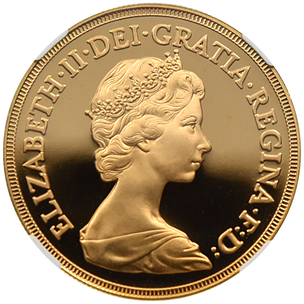 イギリス 1982 エリザベス2世 5ソブリン 金貨 NGC PF 69 ULTRA CAMEO 