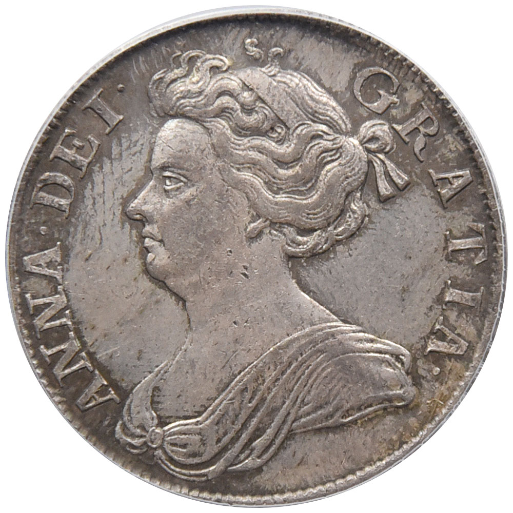 イギリス 1708 アン女王 1/2クラウン 銀貨 PCGS AU58 15705052