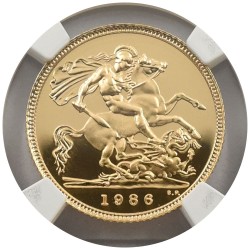 イギリス 1986 エリザベス2世 1/2ソブリン 金貨 NGC PF69UC 聖ジョージの竜退治 8630097050