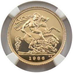 イギリス 1986 エリザベス2世 1/2ソブリン 金貨 NGC PF70UC 聖ジョージの竜退治 5931423002