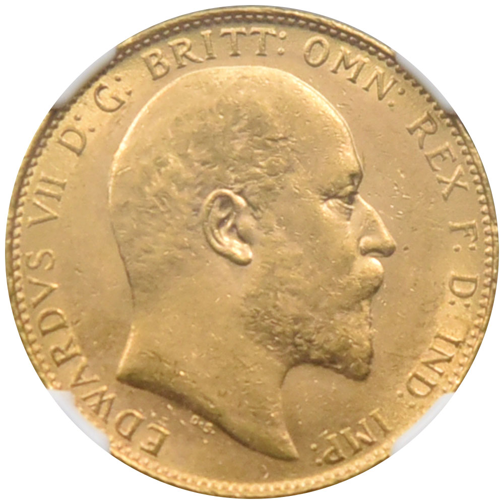 イギリス 1907 エドワード7世 1ソブリン 金貨 NGC MS63 セントジョージの竜退治 4083848010