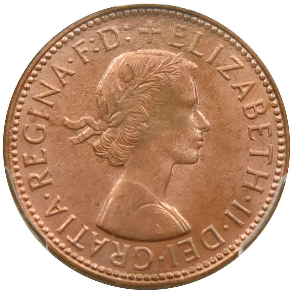 オーストラリア 1964 エリザベス2世 ハーフペニー 銅貨 PCGS MS64RD カンガルー 80097820