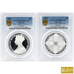 【2枚セット】オルダニー 2021 エリザベス2世 5ポンド 銀貨 PCGS PR70DCAM ニューゴチッククラウン 42258681