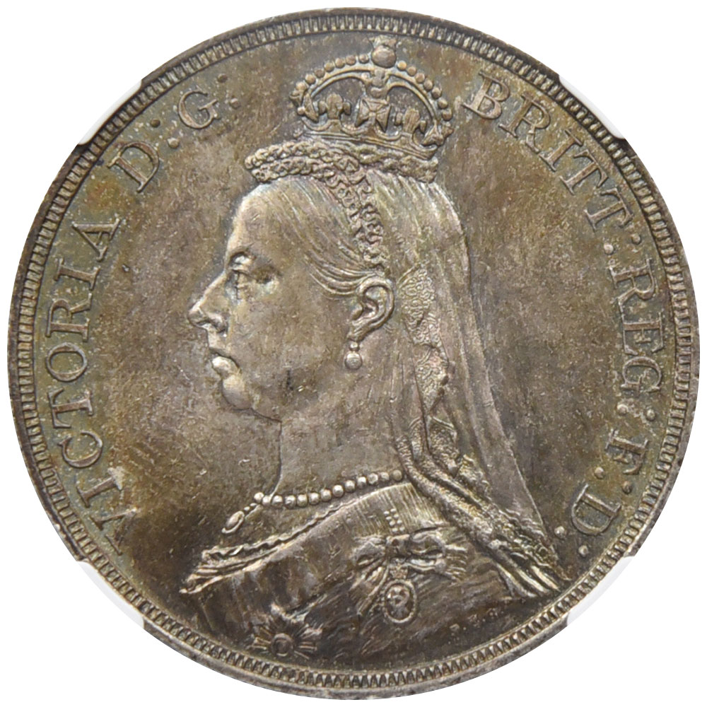 イギリス 1887 ヴィクトリア女王 クラウン 銀貨 NGC MS64 セント・ジョージの龍退治 6769374002