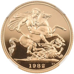 イギリス 1982 エリザベス 1ソブリン 金貨 NGC PF70UC 聖ジョージの竜退治 4408619002