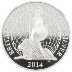 イギリス 2014 エリザベス2世 2ポンド 1オンス 銀貨 NGC PF70UC ブリタニア 3916921072