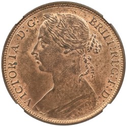 イギリス 1887 ヴィクトリア女王 1ペニー 青銅貨 NGC MS64RB ブリタニア 4536302003