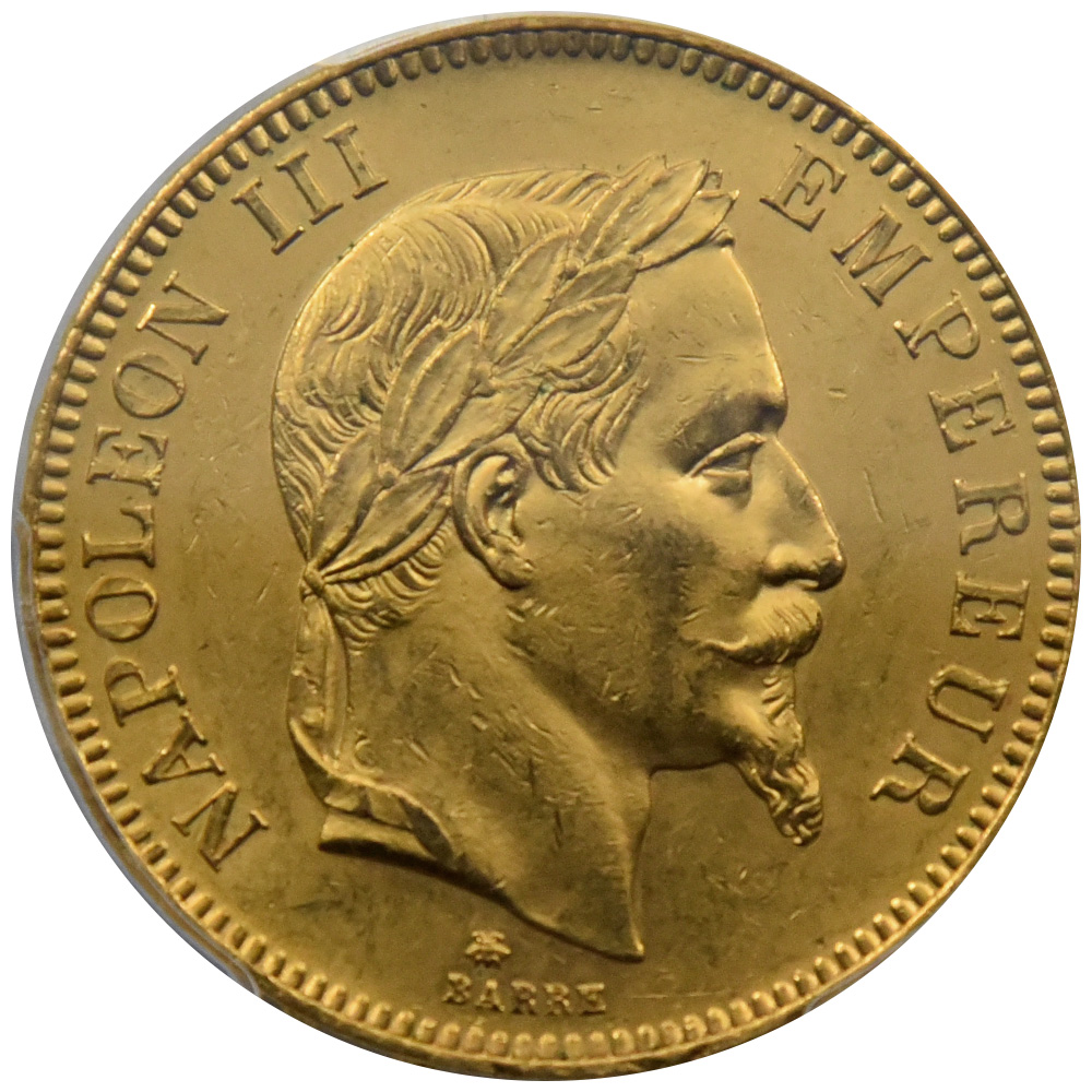 フランス 1868-A ナポレオン3世 100 フラン 金貨 PCGS MS 62 84672613