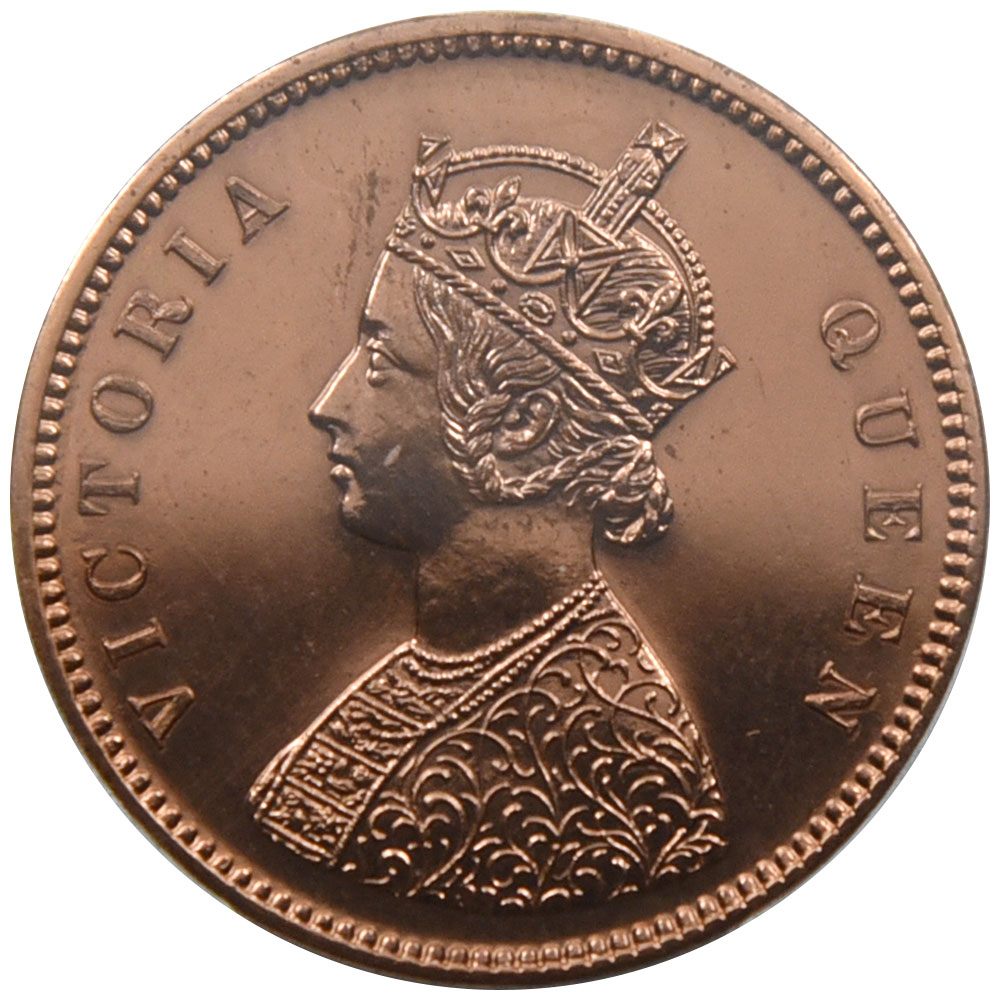 英領インド 1862(C) ヴィクトリア女王 1/2アンナ 銅貨 PCGS PR63RD 47947550